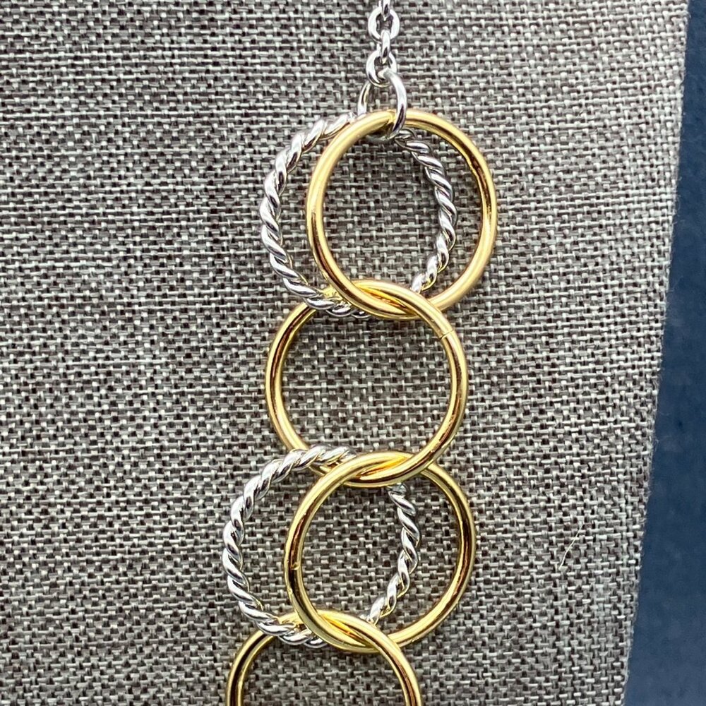 Talbots Circle Link Necklace 18 In Chain Gold Silver Twisted Hoop Retro Classic - Picture 8 of 9